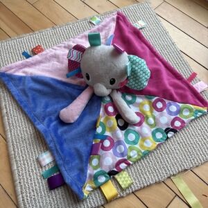 Taggies Bright Starts Colorful Elephant Lovey Baby Soft Security Blanket Tag
